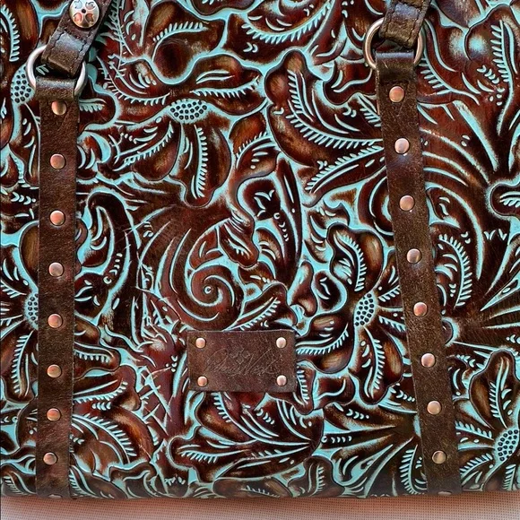 Patricia Nash Turquoise Tooled Leather Bag - Picture 2 of 16